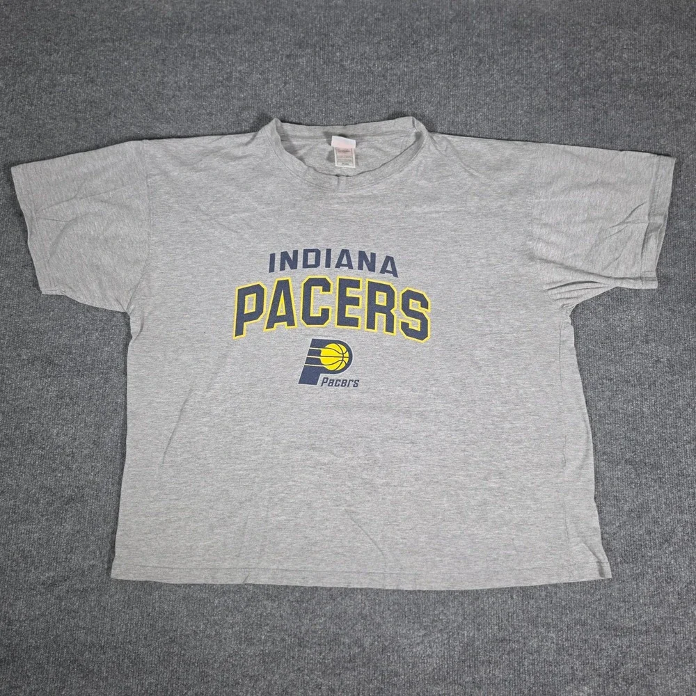 NBA Indiana Pacers Graphic T-Shirt Gray Mens 2XL Cotton Basketball Tee
